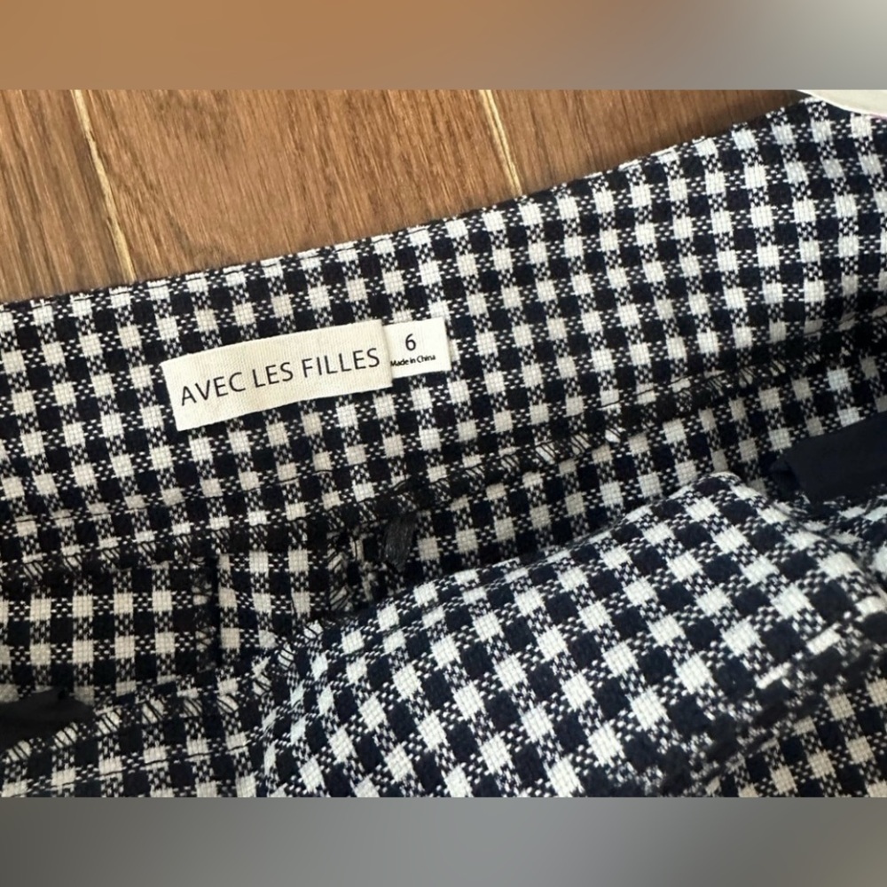 Avec Les Filles Black and White Checkered Flare Pants - Picture 6 of 7